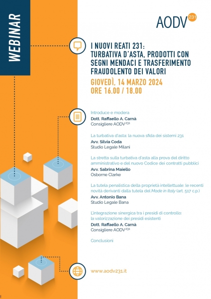 I nuovi reati 231: turbativa d'asta, prodotti con segni mendaci e trasferimento fraudolento dei valori